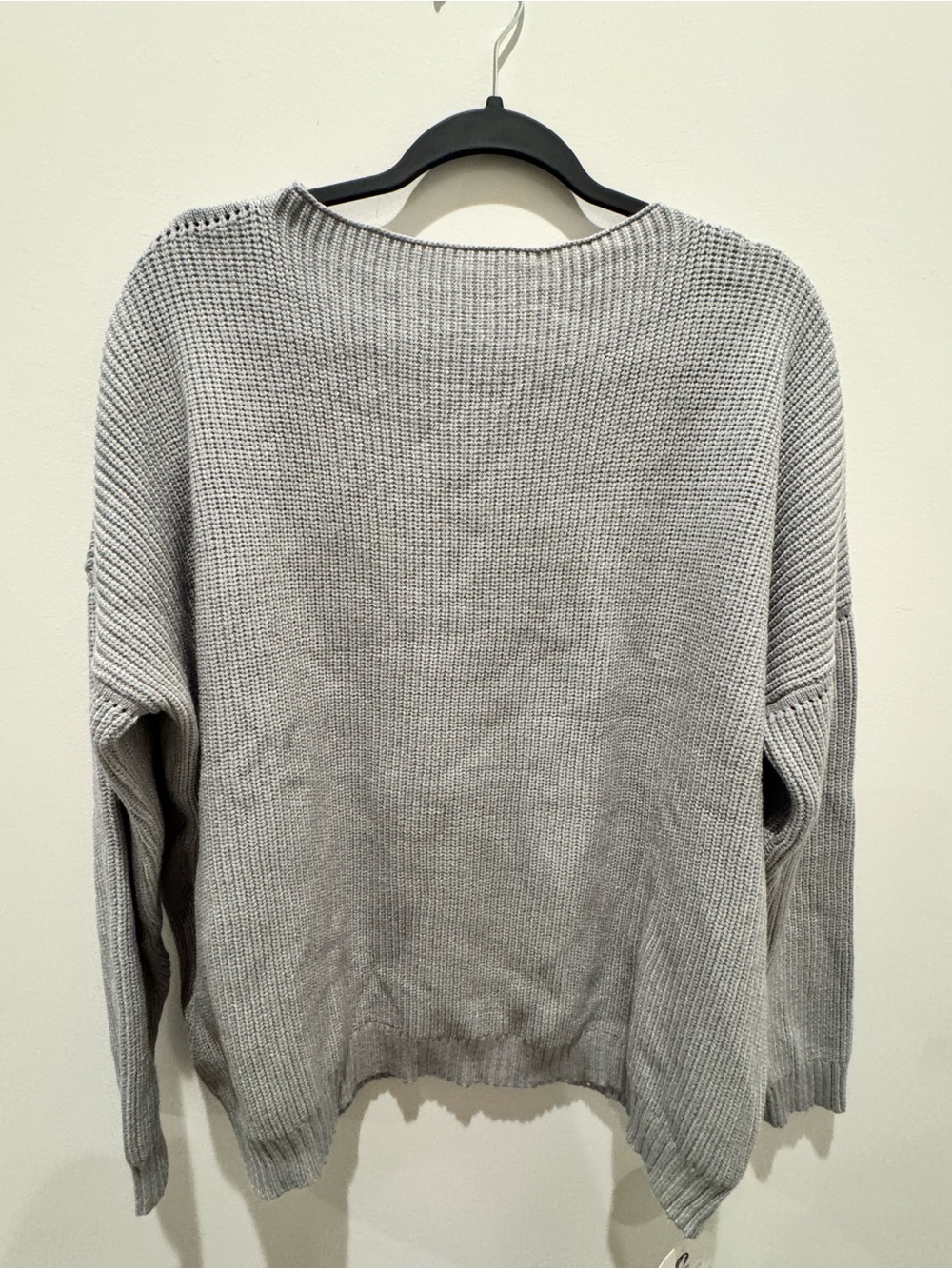 Relaxed Light Gray Ribbed Crewneck Sweater - Picture 2 of 9